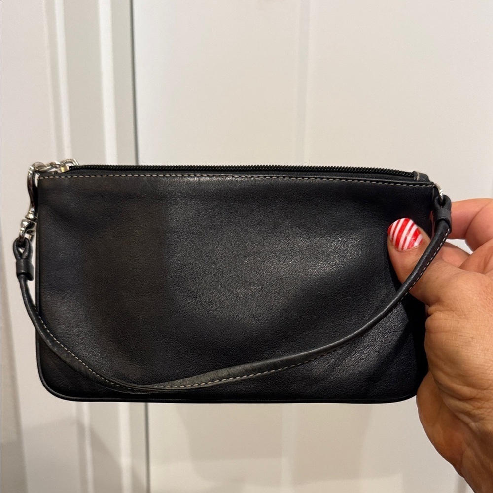 Coach leather Elegant Black Clutch wristlet mini bag wallet designer c fabric - Picture 7 of 8